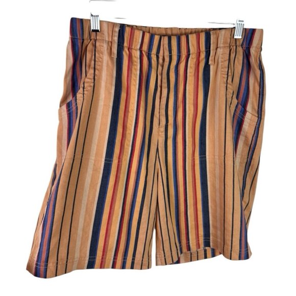 Soft Surroundings Women's S Linen Bld Peach Stripe Shorts EUC Inseam 7" EUC - Picture 1 of 10